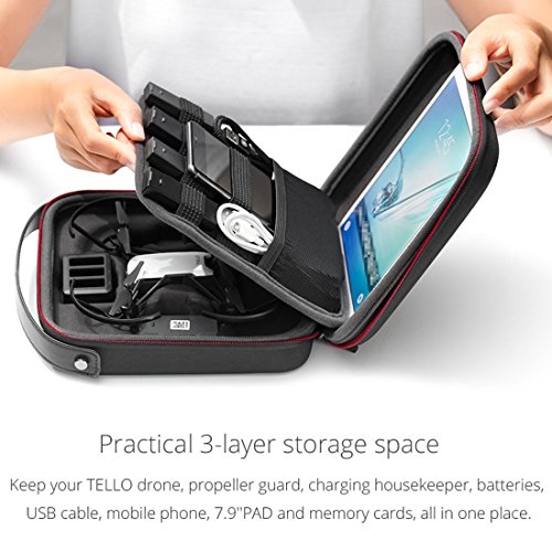MRKE PGYTECH Bolsa 3-Capa Case para dji Tello Drone, Paddle Guard, Cargador, Cable USB, Teléfono, 7.9 Inch Pad, 8 Baterías y etc