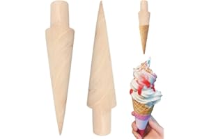 ANYUANKW 2 Pièces Cone Cuisine, Rouleau Gaufre Cône en Bois, Moule de Cornets de Crème Glacée pour Bricolage Pâtisserie Dessert Cuisson Décoration Accessoires