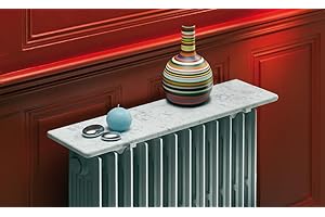Merveille - Tablette Radiateur sans Percer - Étagère Marbre de Carrare Naturel - Épaisseur 20 mm - Résistance Humidité + Chaleur, 100°C - Fabrication Française (70x20cm)