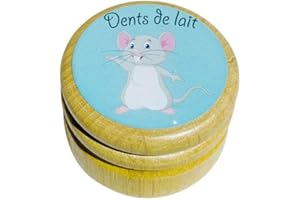 GICO Boîte boite à dents de lait en bois pour en différents modèles pour garçons et filles avec couvercle à vis de 44 mm (Souris) 7012F