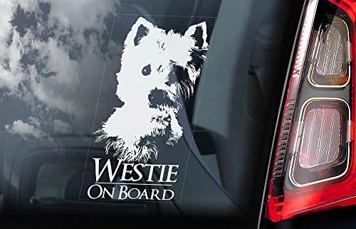 White Highland White Terrier - Car Window Sticker - Dog Sign - Internal Reverse Printed - V01