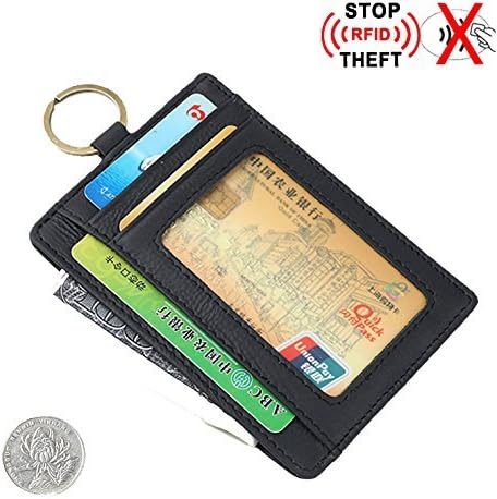 RFID Front Pocket Wallet Minimalist Wallet Slim Credit Card Holder Genuine Leather