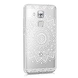 kwmobile Hülle für Huawei Nova Plus - TPU Silikon Backcover Case Handy Schutzhülle - Cover klar Blume Design Weiß Transparent - 
