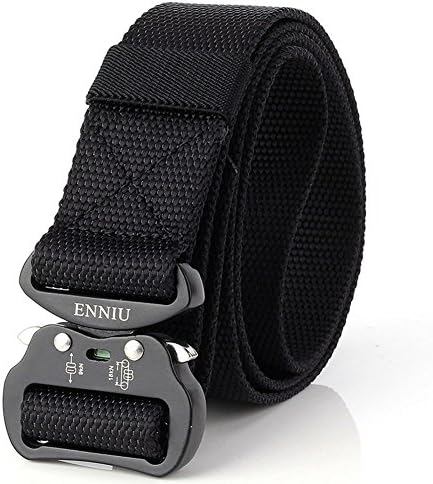 Tactical belt-outdoor tactical belt men's Heavy Duty Adjustable Military Style Nylon Belts with Aluminum Buckle 1.5" (Black)