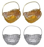 BOXO Fancy Decorative Basket for Dining Fruit Basket for Gift, Golden and Silver, 20 Grams, Set of 4