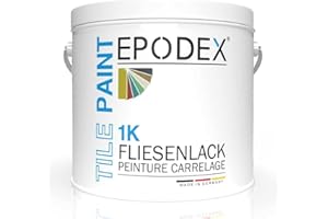 EPODEX® 1K TILE PAINT | Fliesenlack | Fliesenfarbe Wand und Decke Badezimmer Küche| 45 Farben Weiß Bunt| Geruchsneutral Lösemittelfrei Abriebfest | Mengenrabatt 1,8-60Kg
