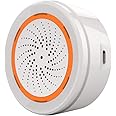 Zigbee Siren Alarm,Requires TUYA Zigbee HUB, Smart Siren Alarm for Home Security with Strobe alerts, Support USB Cable Power & Battery (CR123Ax1 not included)