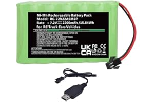Pickle Power Batteria RC NiMH 7,2 V con connettore maschio SM-2P a 2 poli per veicoli RC, camion, barche, navi, escavatori, Crawler, Buggy, carro armato e altri modelli RC