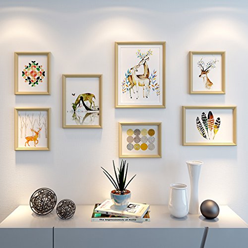 Preisvergleich Produktbild Bilderrahmen Collage Kreative Dekor Kombination Fotowand Kinderzimmer Europäischen Wohnzimmer Schlafzimmer Bilderrahmen Wand Hintergrund WanddekorationA+ ( Farbe : Pure gold )