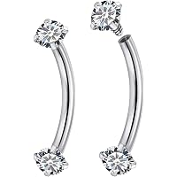 Piercing Arcade Acier Noir Multi Strass Blanc - Bijou Sourcil 1.2x8mm Avec Boule 3mm, Homme Femme