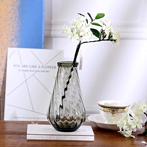 XPHOPOQ Country Style Artificial Flower Outdoor Garden Decoration Wedding Bouquet White Cherry Blossoms Gray Glass Vase