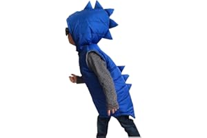 Carolilly Blouson Dinosaure sans Manches Hiver Enfant Bébé Garçon/Fille Doudoune Gilet à Capuche Chaud Zippé (6M-5Ans)