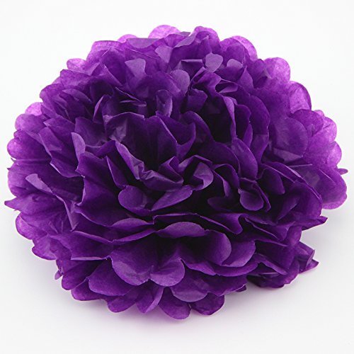 Freedom-vp Papier Pompom 18er 20cm/25cm Mixed DIY Papier Blumen PomPoms Zum Aufhängen Seidenpapier schöne Dekor für Geburtstag Hochzeitsfest Basteln Babyshower Dekoration Feier Party Baby-Duschen Brautduschen Wohnungdeko (Weiß Hellviolett Violett) - 5
