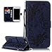 Produktbild Roreikes Apple iphone 7 Plus Hülle, iphone 7 Plus Case (5.5 Zoll), Muster PU Leder Handyhülle Flip Wallet Cover Blume Schmetterling Pattern Hülle Bookstyle Tasche mit Strap Portable Carrying Schutz Cases Etui Lederhülle Handytasche mit Magnetic Closure Stand ID Card Slots Pouch Soft Silikon für Apple iphone 7 Plus (5.5 Zoll) (Marineblau)
