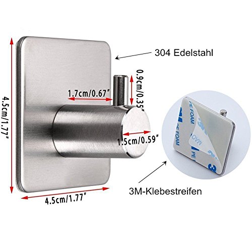 FOWLAN® Handtuchhaken Haken selbstklebend handtuchhalter Bad und Küche kleiderhaken tür Handtuchhalter Ohne Bohren Badezimmer Haken Geschirrtuchhalter Wandhaken Edelstahl Hakenleiste haken ohne bohren selbstklebende haken haken zum bohren kleiderhaken wand 4 Stück - 2