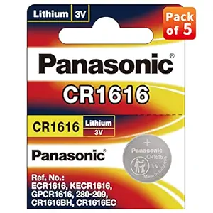 Panasonic Lithium Coin Battery CR1616, Pack of 5
