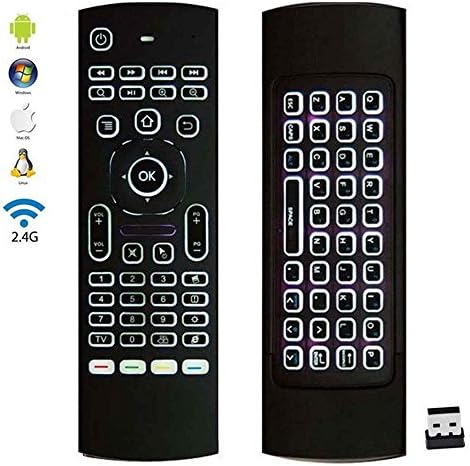 Air Mouse, 2.4GHz Backlit Multifunctional Remote Control with IR Learning Wireless Mini Tv Keyboard for Kodi Android TV Box, PC, Windows, IPTV, Mac OS, Linux, PS3, Xbox 360