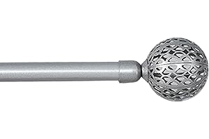 HOMEYA - Barra Cortina Extensible 160-310CM - Metal Plateado con Remate Moderno - 19mm para Cortinas Ligeras