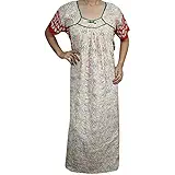 Indiatrendzs Women/Ladies Maxi Nighty Printed Summer Cotton Sleepwear Nightgown 44" (Red/Green)