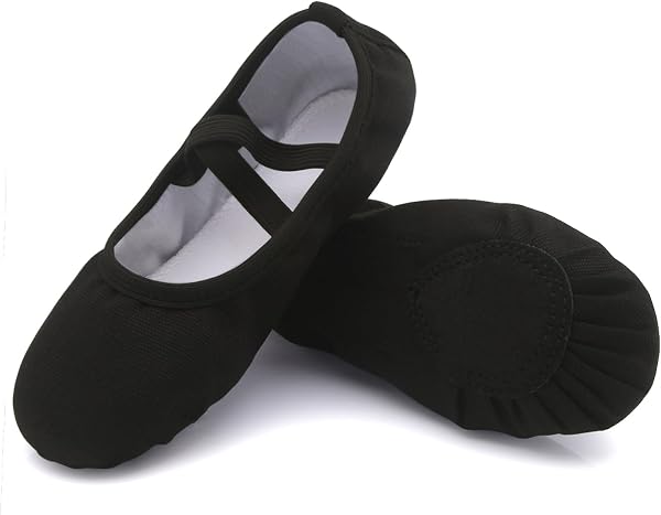 Uniuni Zapatillas Ballet Niña y Mujer Transpirable Canvas Ballet Zapatos con Suela de Cuero Dividido para Niños Adulto - 1
