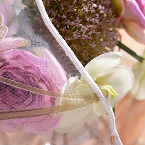 Top Finel brillant Pfingstrosen Blumen transparent Gardine Vorhang Deko für Wohnzimmer Schlafzimmer mit Ösen 195cmx215cm 1St,Braun - 6