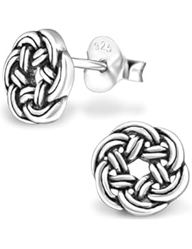EYS JEWELRY® Damen-Ohrringe Keltischer Knoten 8 x 8 mm blank 925 Sterling Silber oxidiert silber im Schmuck-Etui...