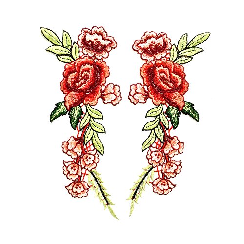 2 Stk Stickerei Rose Blume Stickerei Spitze Nähen Bügeln auf Patches Tasche Hut Jeans Kleid Applique Fertigkeit