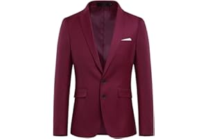 Allthemen Chaqueta de hombre de dos botones con abertura trasera de color liso para traje de negocios