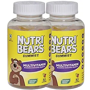 NutriBears Multivitamin Gummies for Kids and Teens, Vitamins A B C D with Zinc, Supports Daily Wellness, 60 Count (Strawberry & Lemonade Flavour)