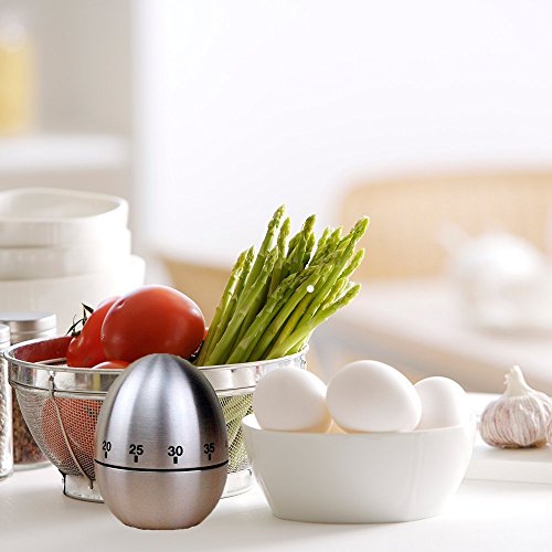 Itian Mechanische Eieruhr, Eiförmige Edelstahl Kurzzeitmesser mit Kurzzeit Wecker - 7