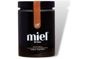 MIEL DE LEON Miel pura de Abeja. Miel de Castaño Bio 800 gr - Mieles de Abeja 100% Natural. Producto Artesano de Cosecha Propia. Sabor Amaderado - Aroma Intenso. Origen: El Bierzo.
