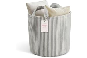 PUTSKA Laundry Basket – Blanket Basket for organizing, Décor and Toys, Clothes Hamper – Perfect for Baby and Kids Room, Nursery, Bedroom, Bathroom, Living Room – Regular, Grey