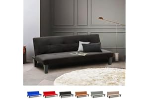 Produce Shop Divano letto 2 posti microfibra con piedini Onice per casa e sale d'attesa pronto letto - Nero