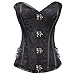 Produktbild FeelinGirl Damen Korsagekleid Steampunk Gothic Kostüm Magic Mistress Hexenkostüm Teufelchen Halloween Cosplay Priatbraut (Schwarz 4508, XXL(EU 44-46))