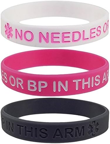 Max Petals 3 Pack - Lymphedema Alert NO NEEDLES OR BP THIS ARM Silicone