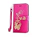 Produktbild Anlike Samsung Galaxy A5 (5 Zoll) Hülle, Schutzhülle für Samsung Galaxy A5 (5 Zoll) Wallet Tasche [Butterfly geprägte Serie Bronzing] Handyhülle - Rosenrot
