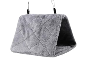 PSSOPP Hffheer Peluche Oiseau Hamac Chaud Nid D'oiseau Suspendu Animal Cage À Oiseaux Cave Swing Perroquet Tentes Lit pour Perruche Cockatiel Inséparable Budgie Canary Cockatoo(M-Gris)