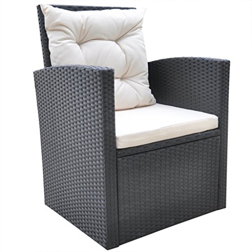 vidaXL 18tlg. Garten Set Poly Rattan Essgruppe Sitzgruppe Lounge Gartengarnitur Schwarz - 8