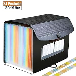 Classeur A4 Extensible 24 Compartiments - Valisette Rangement Documents - Organisateur Accordéon - Multicolor