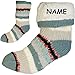 Produktbild alles-meine.de GmbH Socken / Haussocken -  Strick - Streifen Muster - GRAU / BUNT - Flausch gefüttert  - incl. Name - Größe 36 bis 41 - Plüsch - Sohle Rutschfest - Wintersocken..