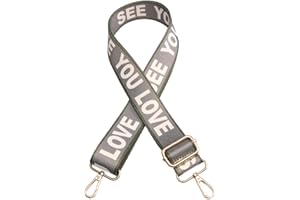 Santimon Correa Bandolera Asa Recambio Adjustable Lona Mujer Hombro Cincha Cadena con Hebilla Metalica para Bolso Cartera Monedero Amor(Gris)