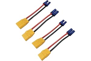 LINSYRC 2 Stücke XT90H Männlich auf EC5 Buchse Adapter und 2 Stücke XT90 Buchse auf EC5 Männlich Adapter mit 10cm 12AWG Silikonkabel