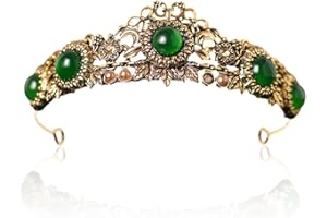 SWZY Vert Couronne, Couronne Princesse,Couronne Anniversaire, Diadème de Mariage de Femme, Adult Cheveux Accessoires, Tiare Baroque Diadème de Émeraude, pour Cosplay Halloween Soirée Anniversaire Mariage