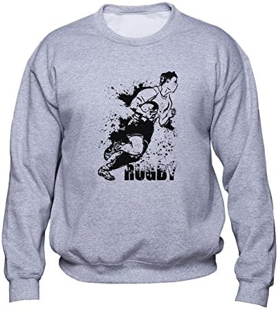 EUGINE DREAM Rugby Fan Sweatshirt Love Rugby Pullover Rugby Player Sweater Rugby Fan Gift Crew Neck Mens Womens Unisex Sweatshirt Grey M