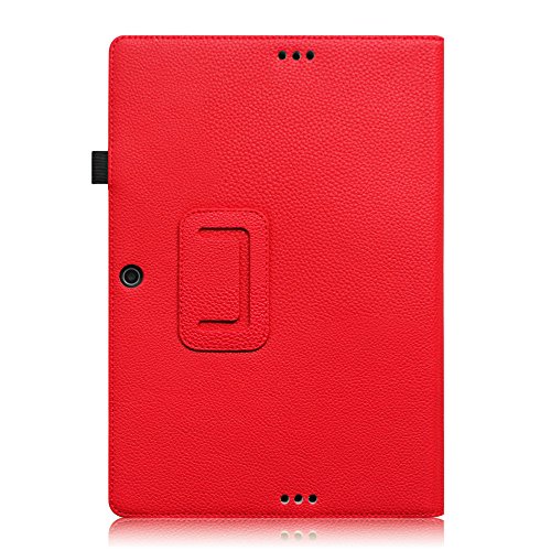 Fintie Odys Wintab 10 / TrekStor SurfTab Wintron 10.1 Hülle Case – Slim Fit Folio Kunstleder Schutzhülle Cover Tasche mit Ständerfunktion und Stylus-Halterung für Odys Wintab 10 25,7 cm (10,1 Zoll) / TrekStor SurfTab Wintron Volks-Tablet 25,6 cm (10,1 Zoll) 99743 99843 Tablet-PC, Rot - 8