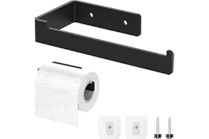 Diompirux Toilettenpapierhalter, Klopapierhalter Aus Edelstahl, Gebohrt oder Selbstklebend Klorollenhalter Bad, mit 2 Klebehaken und 2 Schrauben, für Küche und Badzimmer,Modernes Design Matt Schwarz