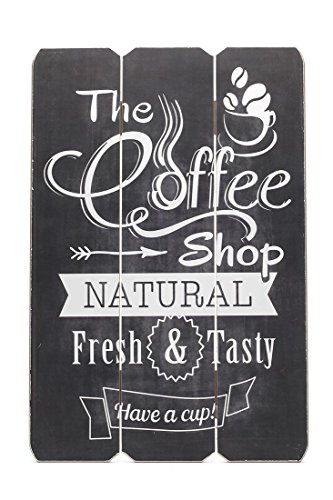 Holz-Bild Holzschild Coffee Shop Schild 60x40cm - Wandbild Dekoschild Vintage Bild Holz Bar Küche Küchenschild Café Holztafel Wanddeko Wandobjekt Wandschild