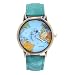 Rrimin Women Dress Watches Fashion Mapamundi of Air Travel Denim Fabric Watch (Green) RS.371.00