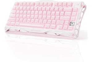 ‎GRAVASTAR GravaStar Mercury K1 Mechanische Tastatur mit Aluminiumrahmen, 75% Wireless Gaming Tastatur Hot Swap Custom Keyboard mit Knopf,Gasket,RGB Tri-Mode Tastatur, PBT-Tastenkappen, 8000mAh-Rosa