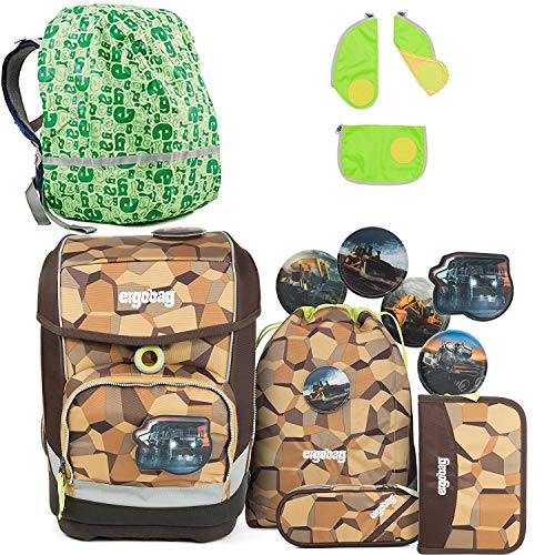 Preisvergleich Produktbild Ergobag Cubo BergeversetzBär Schulrucksack-Set 5tlg + Regenhaube Grün + Sicherheitsset Grün